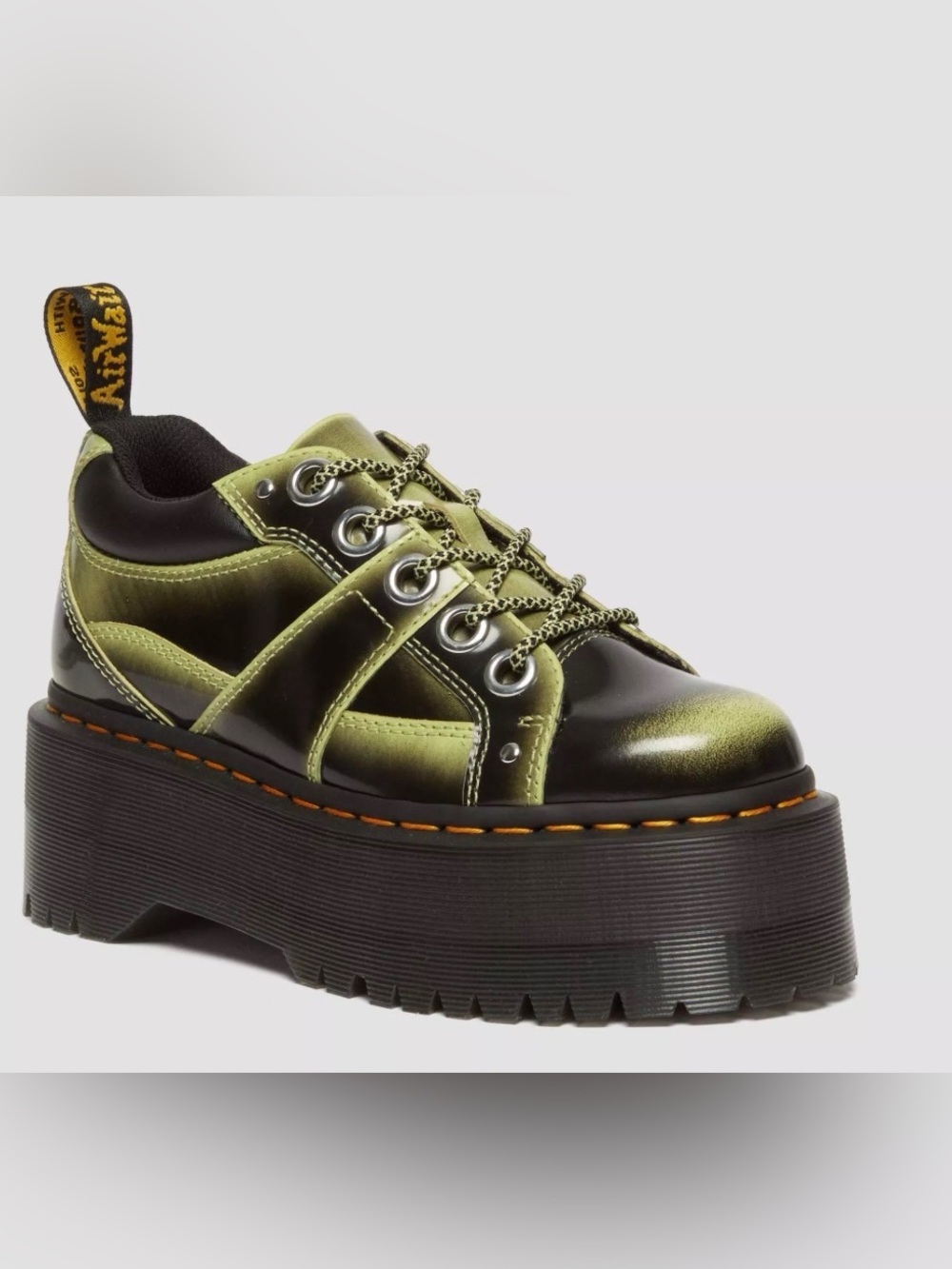 Dr. Martens 8053 Quad Max Platform Shoes Olive Black Rub Off Leather 9 US L